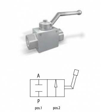 Кран двухходовой  NPT 3/8" 500 bar