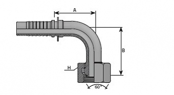 BSP 1/2"-14/90-08 DN12 (V) (O-RING)