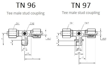 TN96, TN97 Тройник (штуцер в тело по центру)