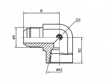 Угольник 90° JIC7/8" - NPT1/2" (Ш-ВНР) Угольник 90° JIC7/8" - NPT1/2" (Ш-ВНР)